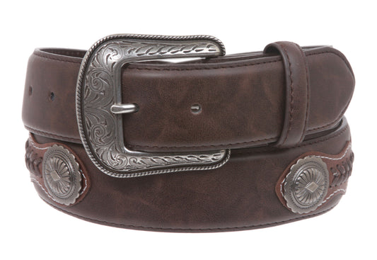 Western Embroidered Stitching-Edged Leather Belt