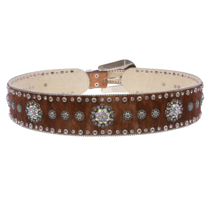 Womens 2 1/2'' Wide High Waist  Animal Fur Western Rhinestone Fashion Belt