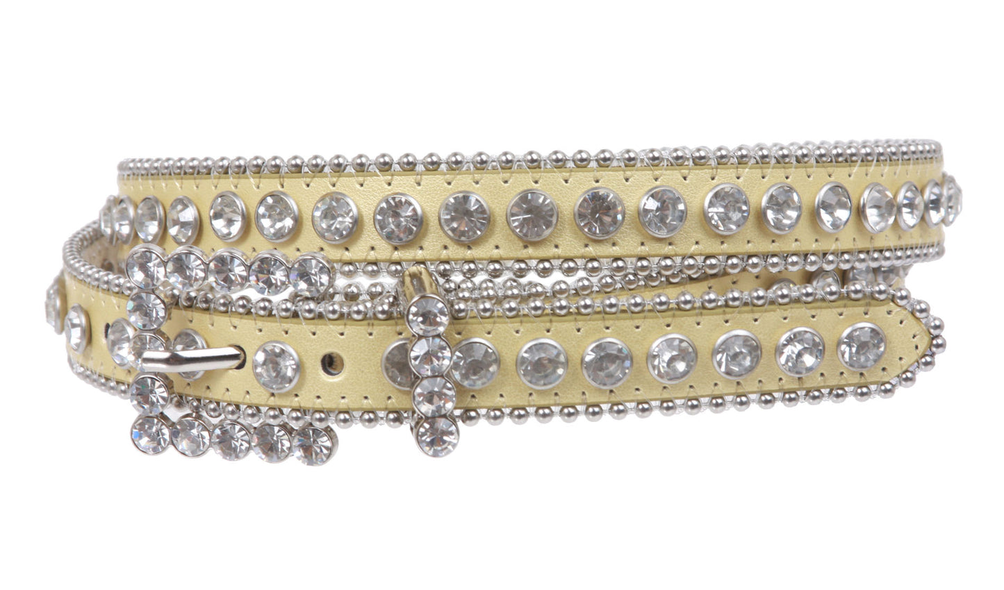 3/4" (19 mm) Skinny Rhinestone Leather Belt