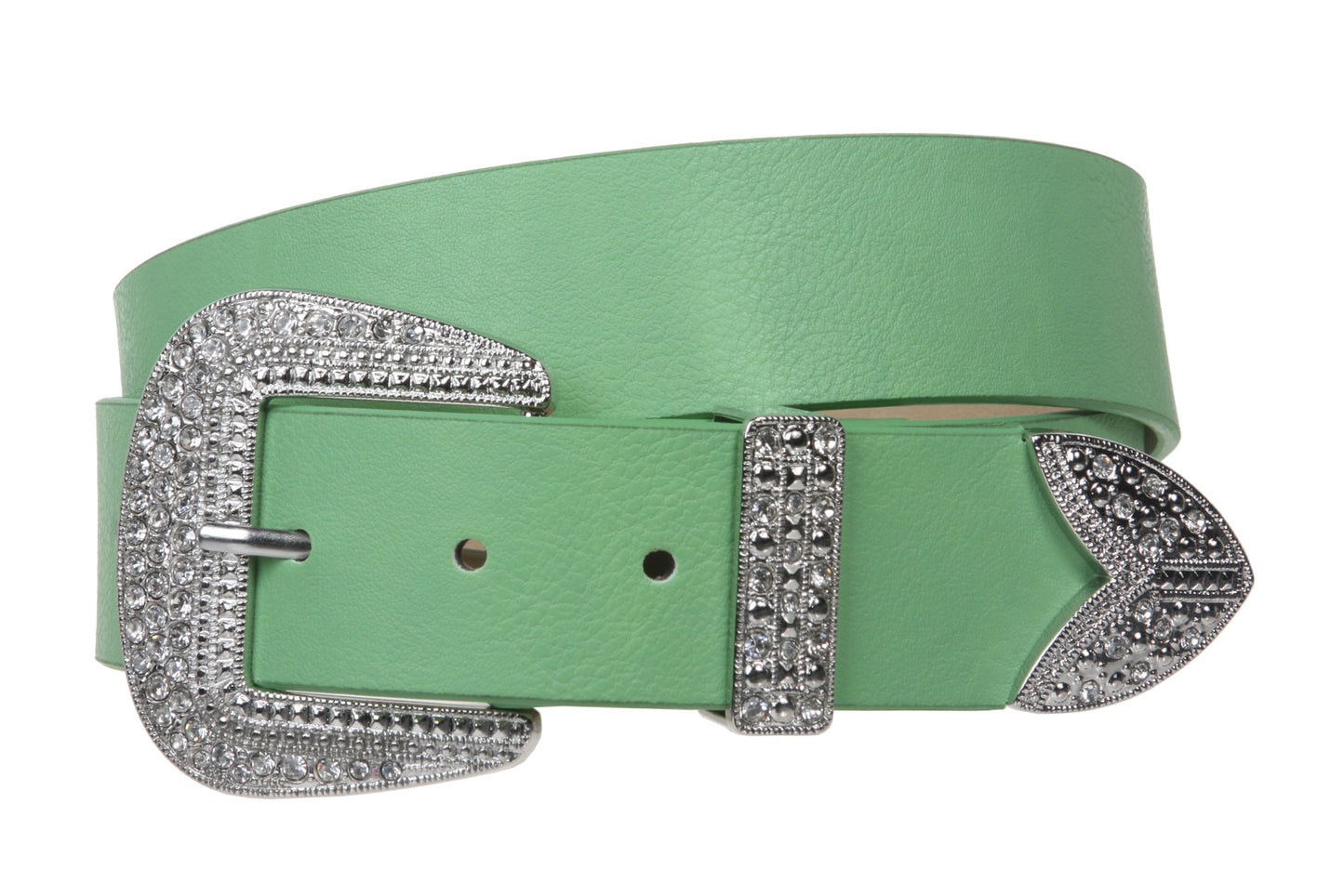 Western Rhinestone Buckle Plain Leather Belt