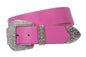 Western Rhinestone Buckle Plain Leather Belt