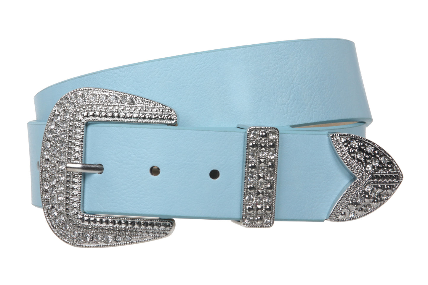 Western Rhinestone Buckle Plain Leather Belt