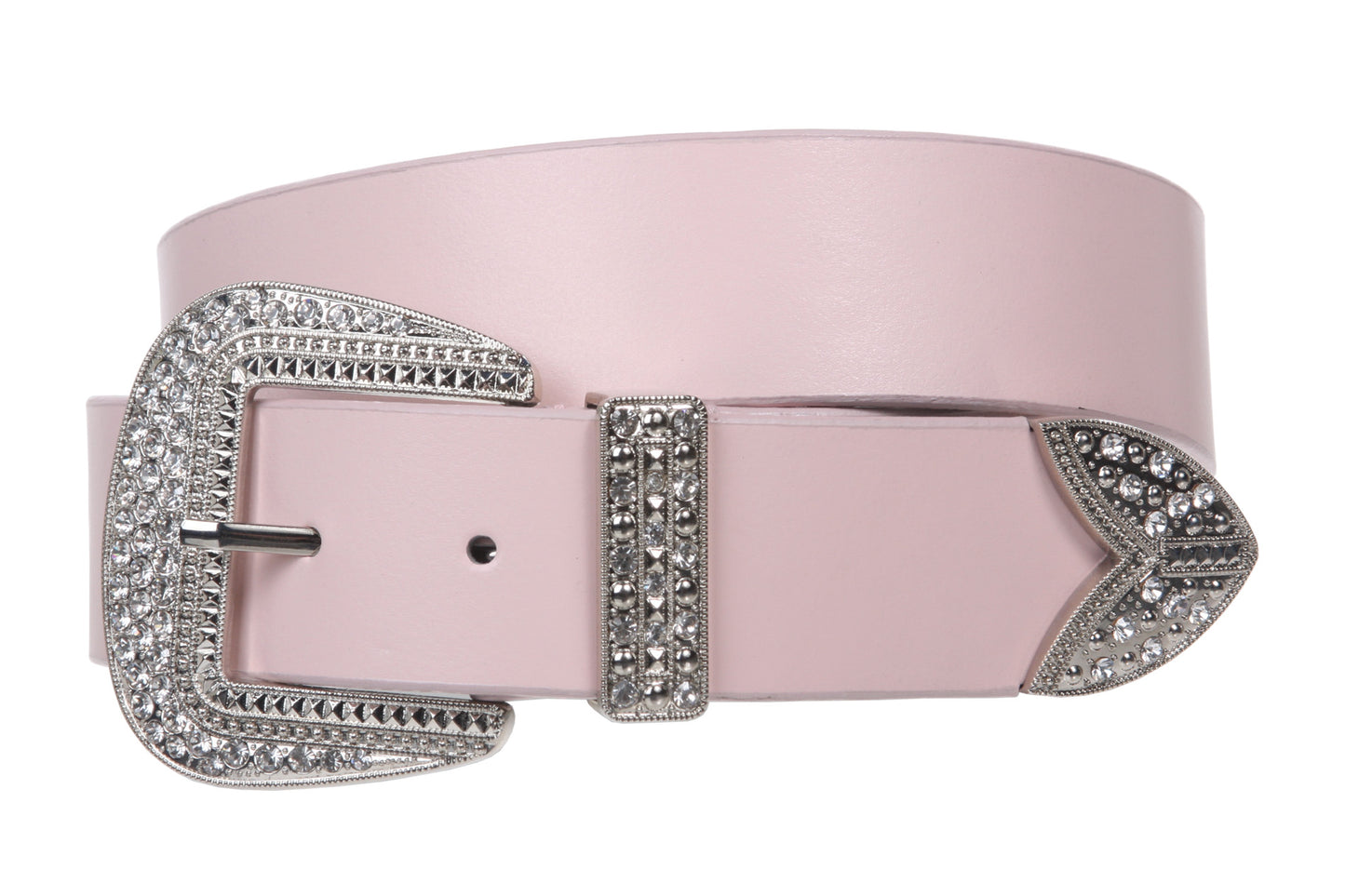 Western Rhinestone Buckle Plain Leather Belt