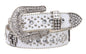 Western Rhinestone Cross Ornaments Croco Print Genuine Leather Belt