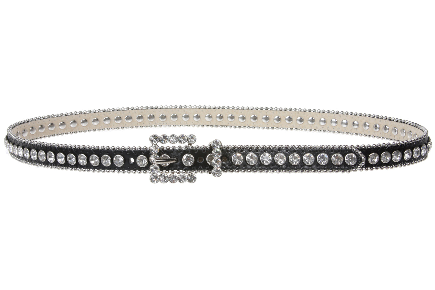 3/4" (19 mm) Skinny Rhinestone Leather Belt