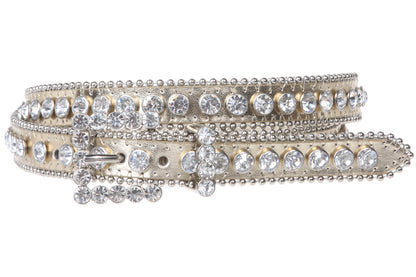 3/4" (19 mm) Skinny Rhinestone Leather Belt