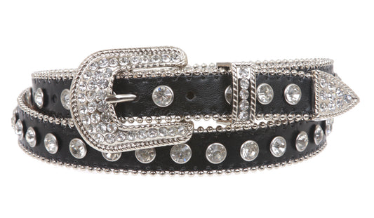 1" Western Rhinestone Leather Belt