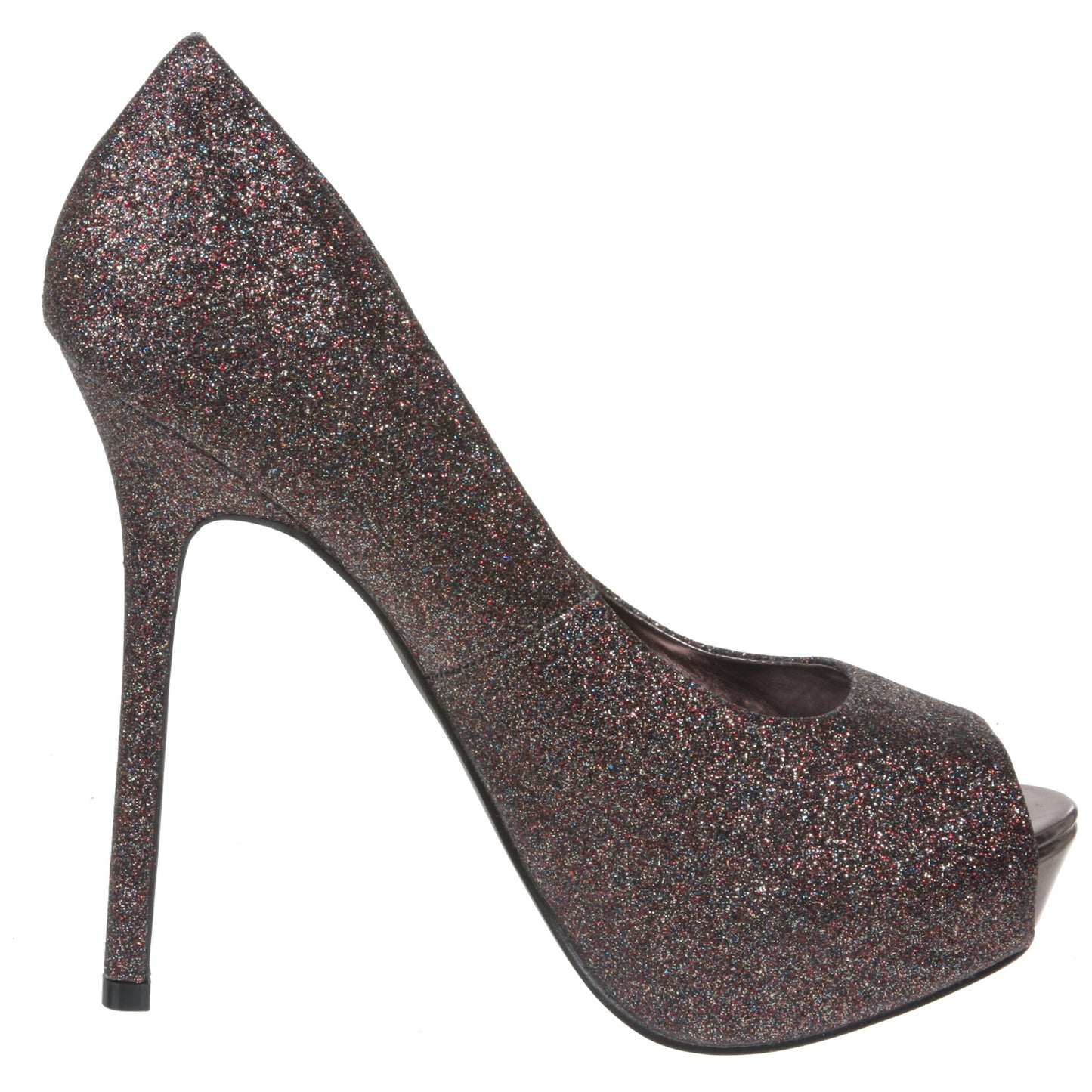 Breckelles Women's High Heel Glitter Platform Open Toe Pumps