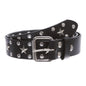 Snap On Silver Star and Circle Studded Cowhide Leather Belt