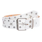 Snap On Silver Star and Circle Studded Cowhide Leather Belt