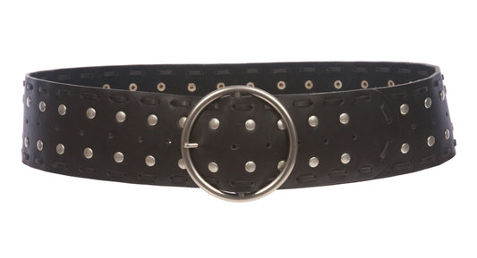 2 5/8" (65mm) Wide Contour Studded Lace Edged belt