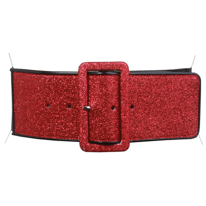 Ladies High Waist Patent Leather Piping Edged Glittering Fashion Stretch Belt