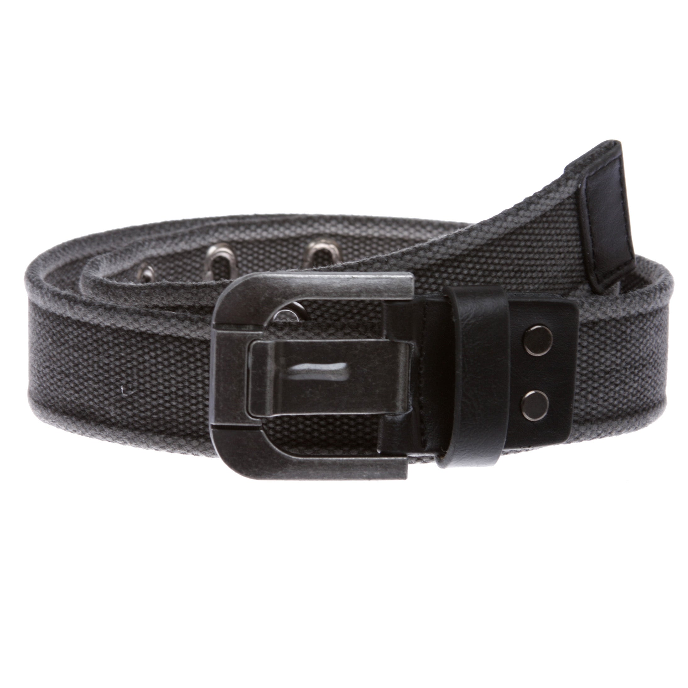 Faux Bullet Studded Canvas Belt - Interchangeable Snap On Buckle Black Full Grain Leather Snap Belt Strap - Interchangeable  main image 2