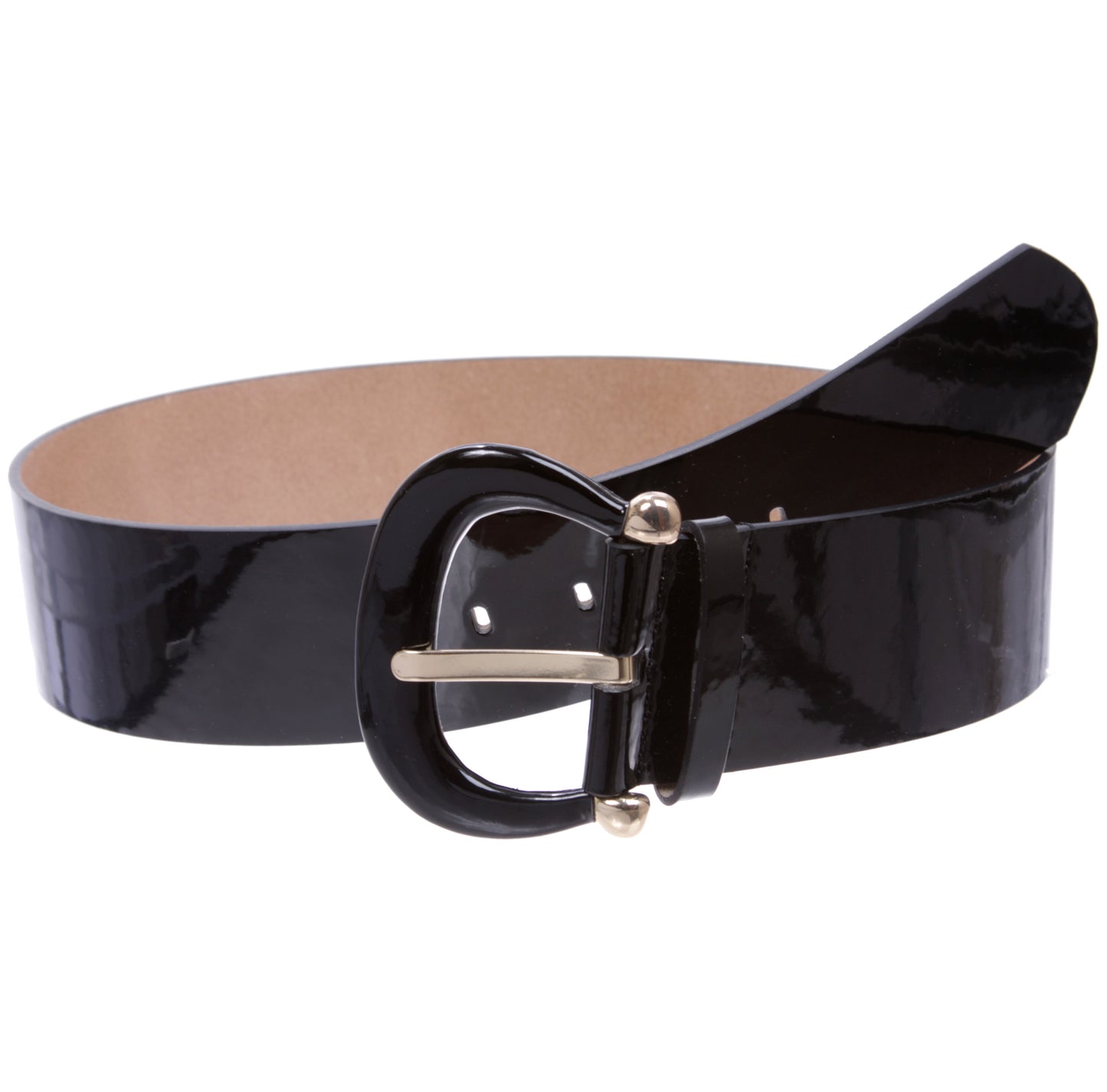 Women's Wide High Waist Horseshoe Buckle Wide Patent Leather Belt