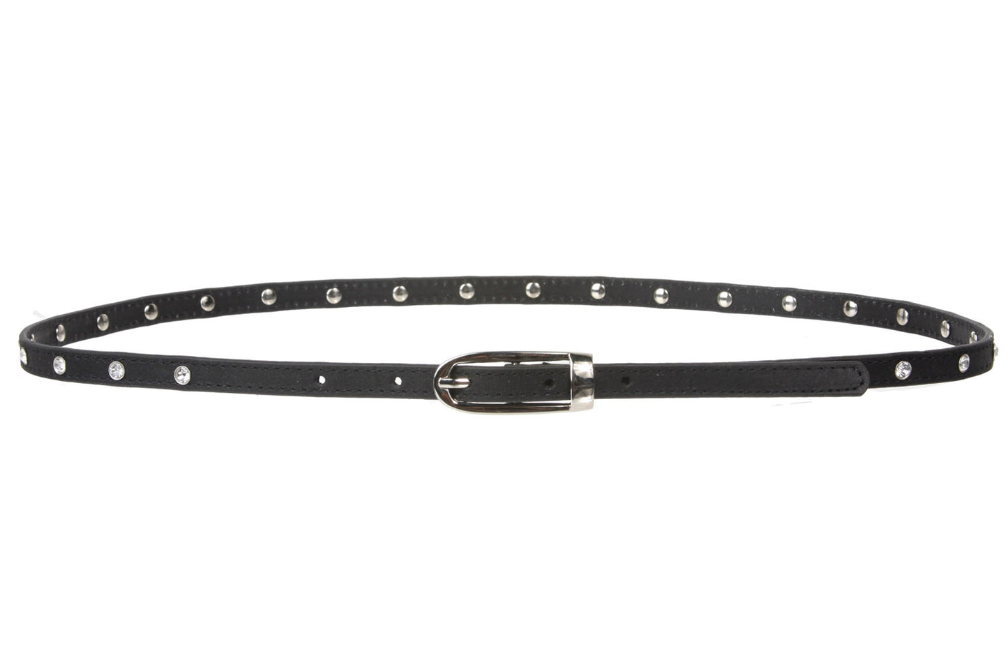 3/8" (10 mm) Rhinestone Skinny Leather Belt