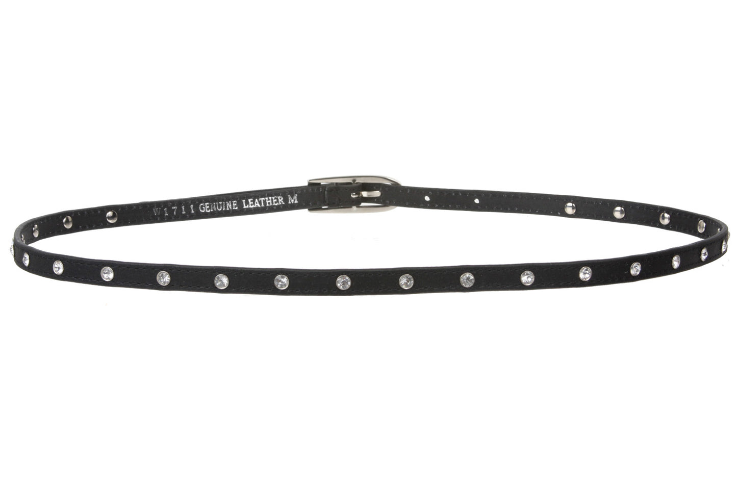 3/8" (10 mm) Rhinestone Skinny Leather Belt