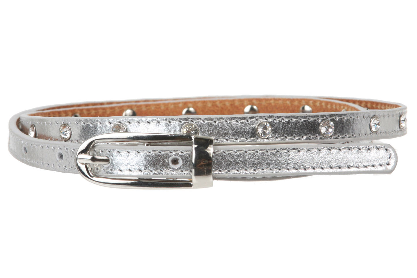 3/8" (10 mm) Rhinestone Skinny Leather Belt