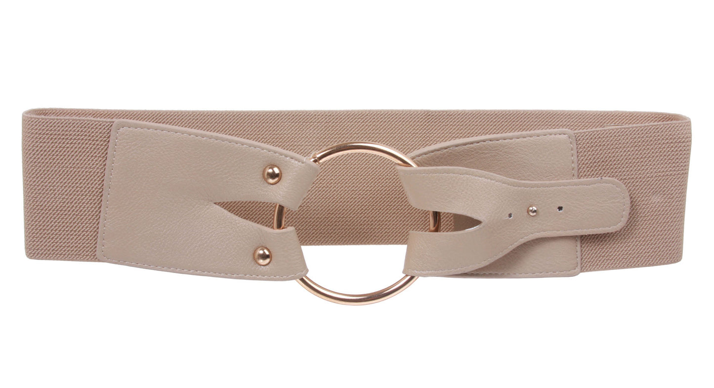 3" inch Wide High Waist Brass Ring strap Fold closure Stretch Belt