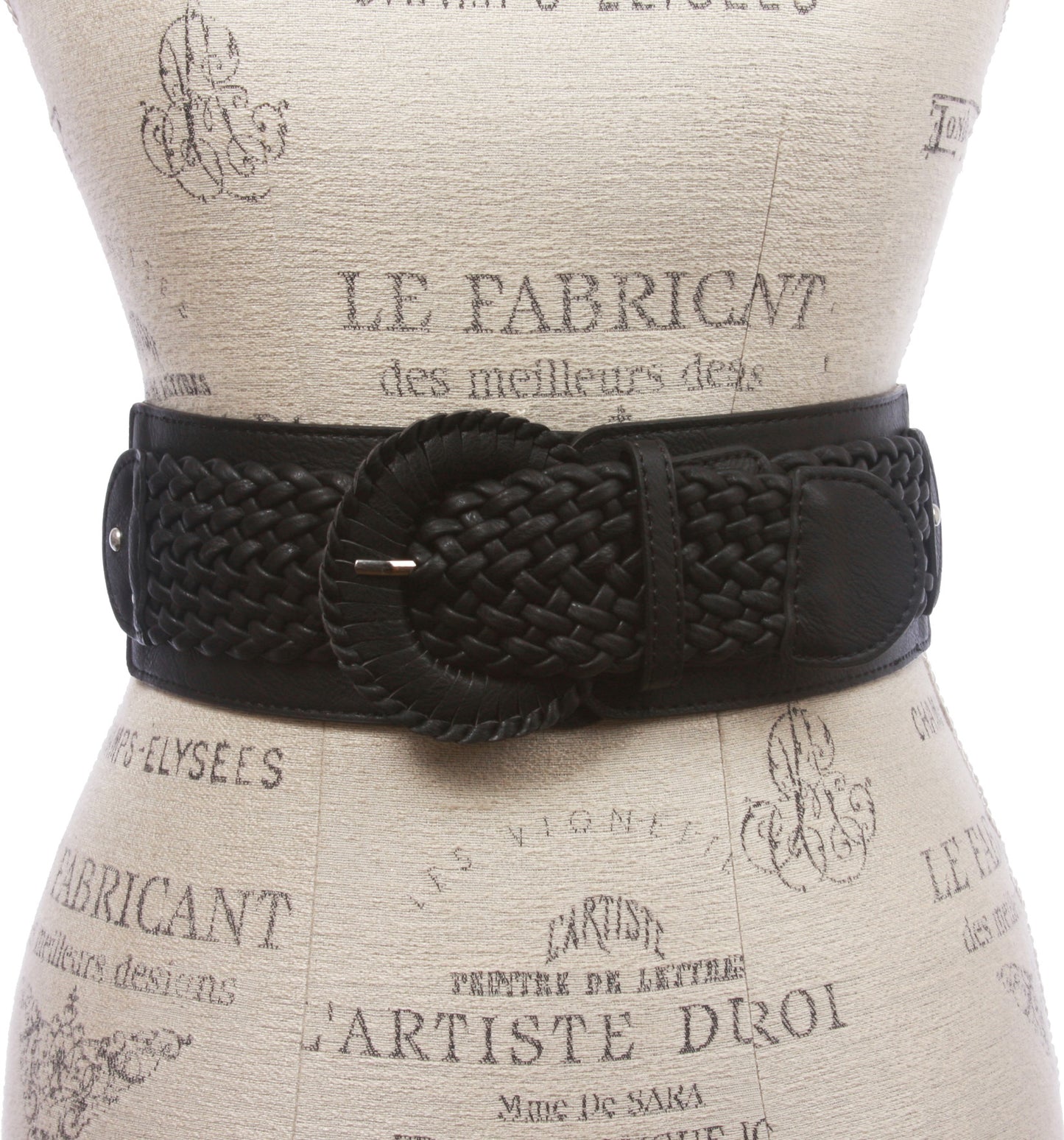 Women's 3" Wide High Waist Braided Fashion Stretch Belt