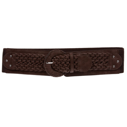 Women's 3" Wide High Waist Braided Fashion Stretch Belt