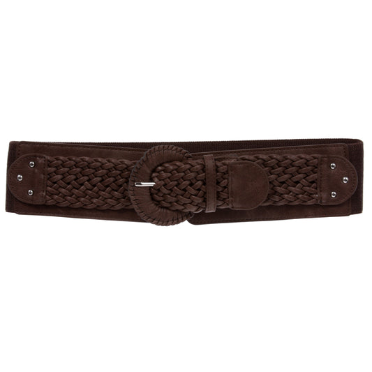 Women's 3" Wide High Waist Braided Fashion Stretch Belt