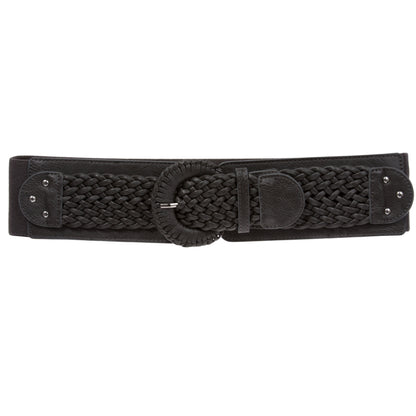 Women's 3" Wide High Waist Braided Fashion Stretch Belt