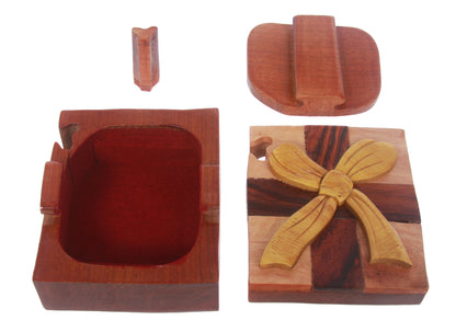 Handcrafted Wooden Gift Box Shape Secret Jewelry Puzzle Box