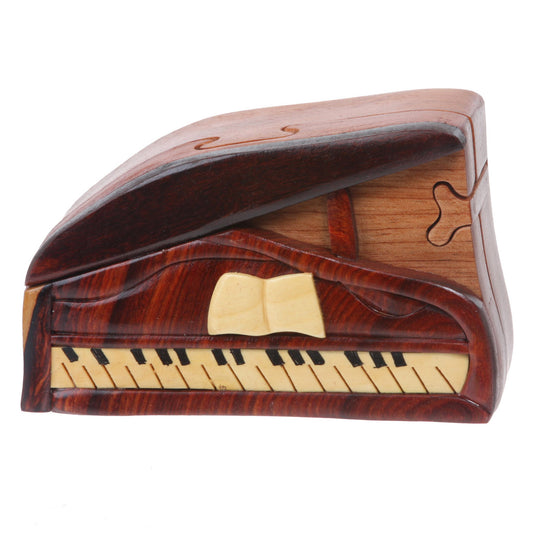 Handcrafted Wooden Musical Instrument Secret Jewelry Puzzle Box - Piano