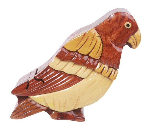 Handcrafted Wooden Bird Shape Secret Jewelry Puzzle Box - Bird