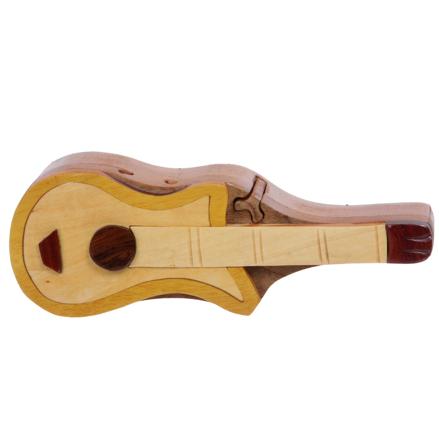 Handcrafted Wooden Musical Instrument Shape Secret Jewelry Puzzle Box - Electronic Guitar