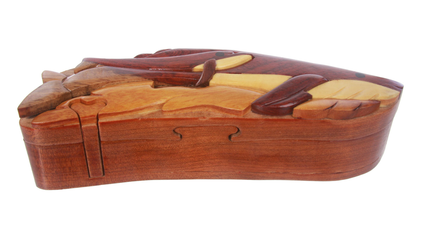 Handcrafted Wooden Whale Shape Secret Jewelry Puzzle Box -Whale