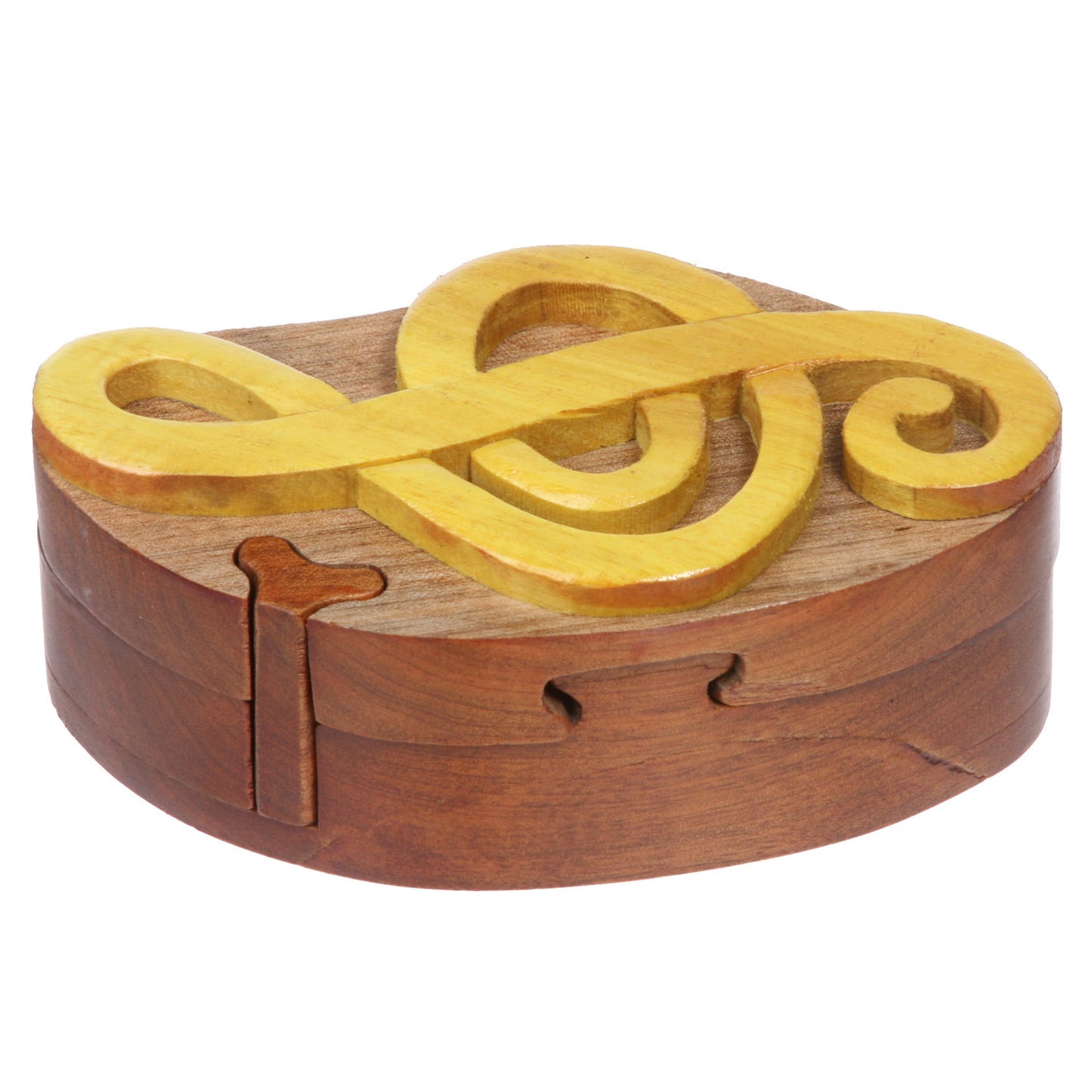 Handcrafted Wooden Music Sign Shape Secret Jewelry Puzzle Box