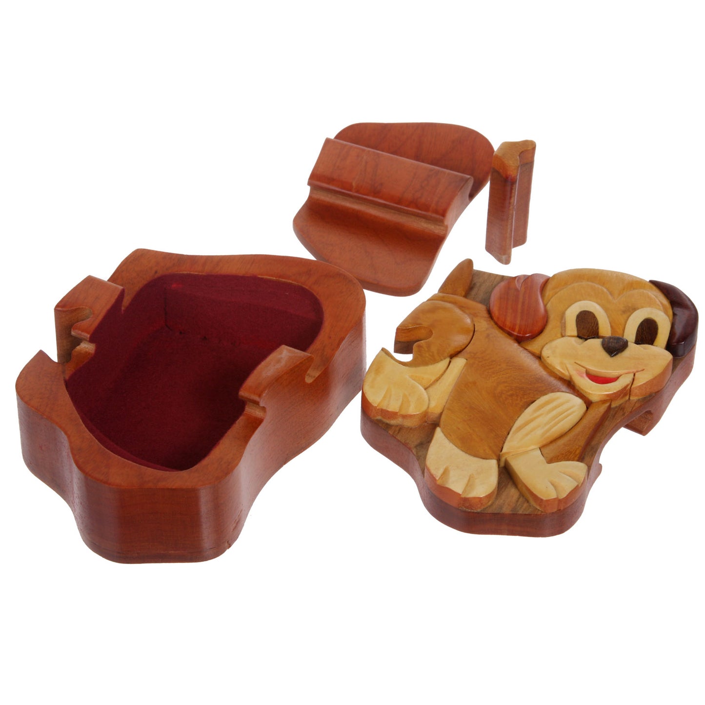 Handcrafted Wooden Animal Shape Secret Jewelry Puzzle Box - Doggy