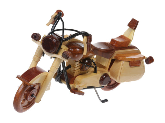 Handcrafted Two Toned Wooden Motorcycle