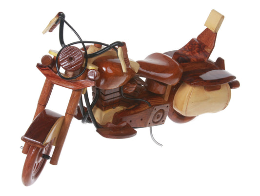 Handcrafted Two Toned Wooden Motorcycle