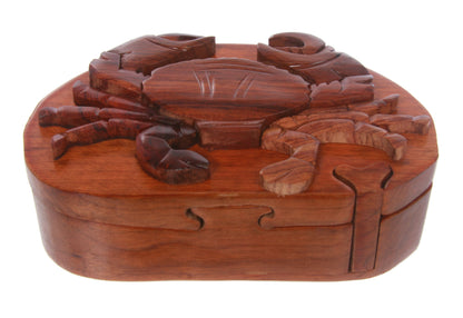 Handcrafted Wooden Crab Shape Secret Jewelry Puzzle Box -Crab