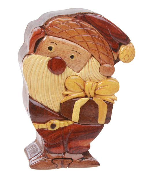 Handcrafted Wooden Santa Claus Shape Secret Jewelry Puzzle Box -  Santa Claus