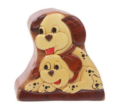 Handcrafted Wooden Dalmatian Shape Secret Jewelry Puzzle Box - Spotted Dog