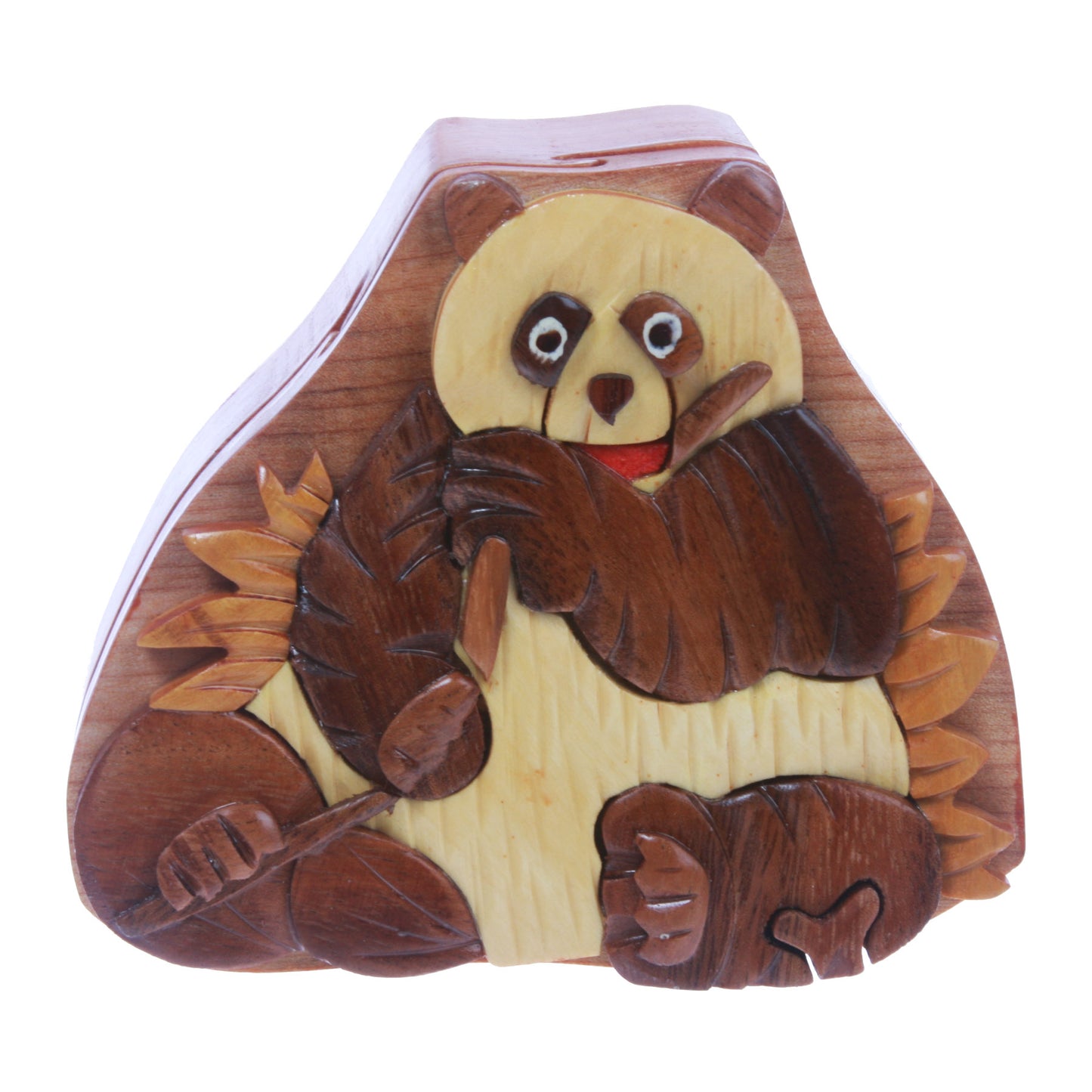 Handcrafted Wooden Animal Shape Secret Jewelry Puzzle Box - Panda