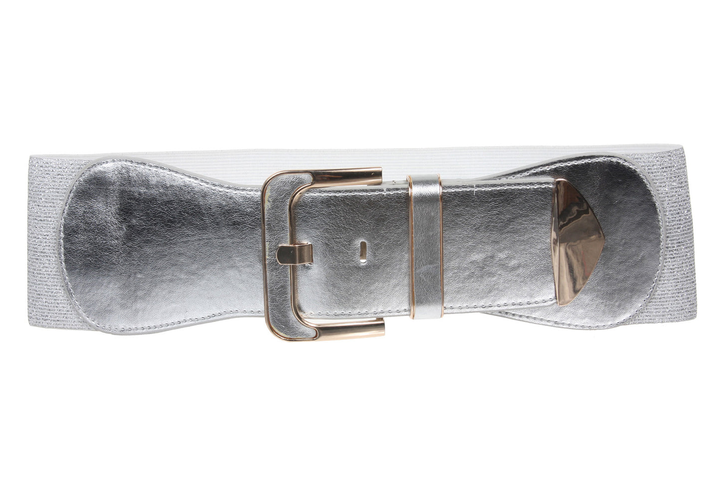 Women's 3" Wide High Waist Metallic Faux Leather Stretch Belt