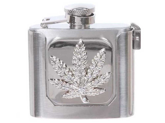 Rhinestone Marijuana Flask Belt Buckle